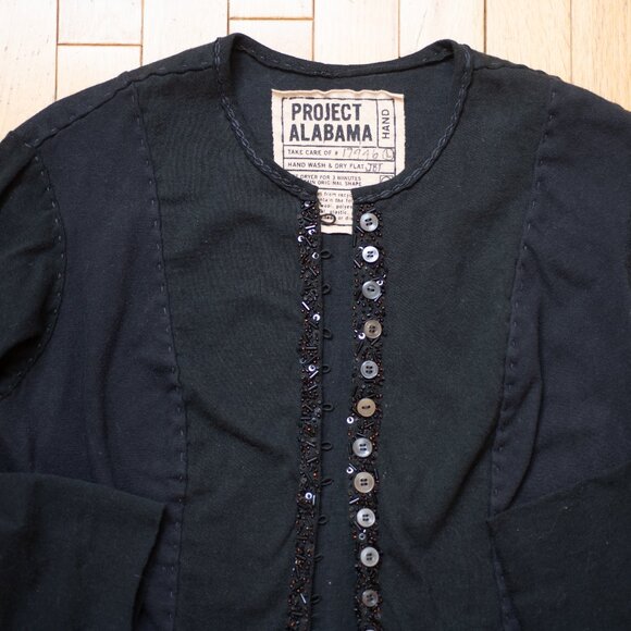 Project Alabama Hand-stitched & Beaded Organic Black Blazer - Picture 1 of 7